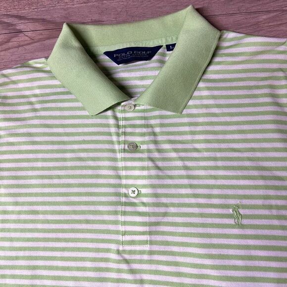 Polo Ralph Lauren Other - POLO Golf Ralph Lauren Men's Green White Striped Classic Polo Shirt Size Large